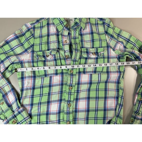 Abercrombie & Fitch Mens Muscle Fit Plaid Button Up Shirt Small Y2K Beachy - Picture 7 of 11